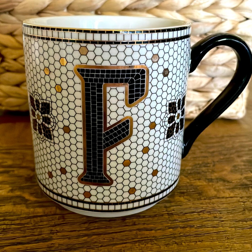 Anthropologie letter F mug. Beautiful! Tiled design. - Picture 1 of 4